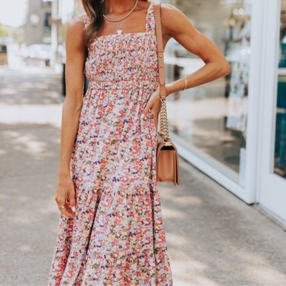 NWT Scotch & Soda Smocked Floral Maxi Dress with Pockets - Picture 3 of 10